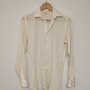 YSL Men's Vintage Cream Button-Up Shirt